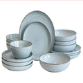 Over & Back 16 Piece Stoneware Dinnerware Set - 4 x Dinner Plates, 4 x Salad Plates,4 x Cereal Bowl, 4 x Dinner Bowl - Blue