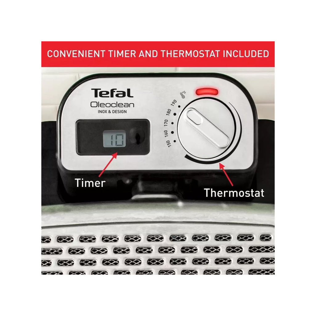 Tefal Oleoclean Pro Deep Fryer FR8058G0, 3.5L Oil Capacity & 1.2Kg Food Capacity (Grey & Black)-CLEARANCE