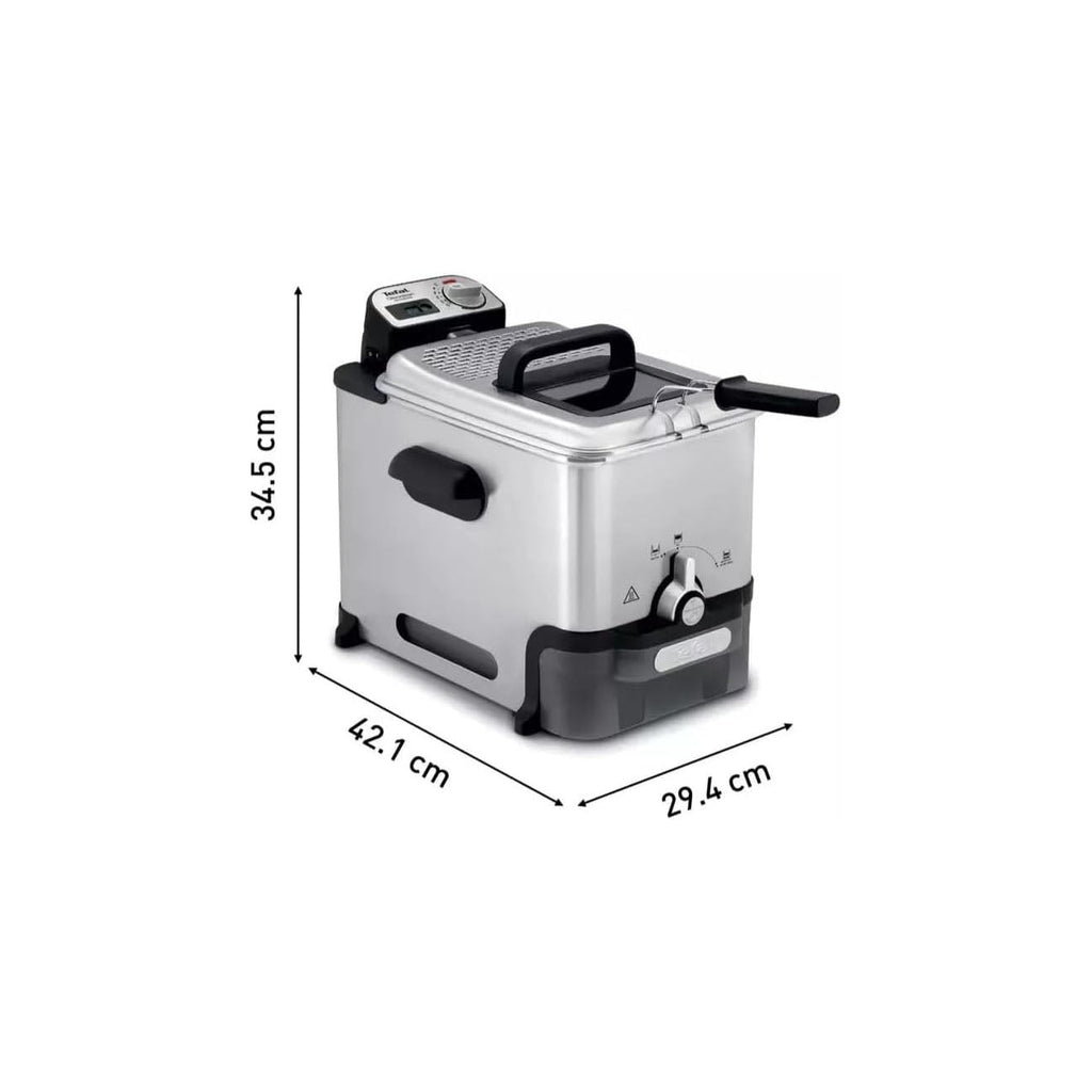 Tefal Oleoclean Pro Deep Fryer FR8058G0, 3.5L Oil Capacity & 1.2Kg Food Capacity (Grey & Black)-CLEARANCE