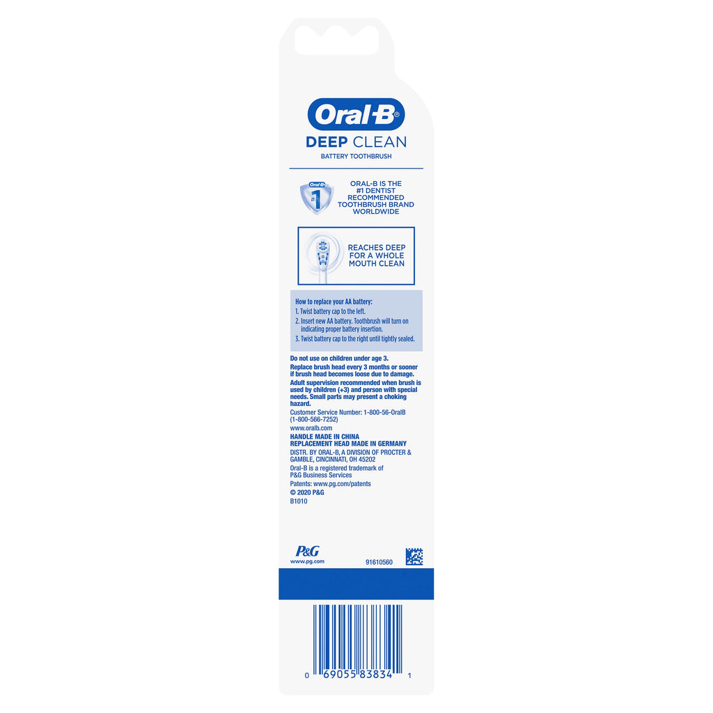 Oral-B Complete Deep Clean Battery Powered Electric Toothbrush, 1 Brush