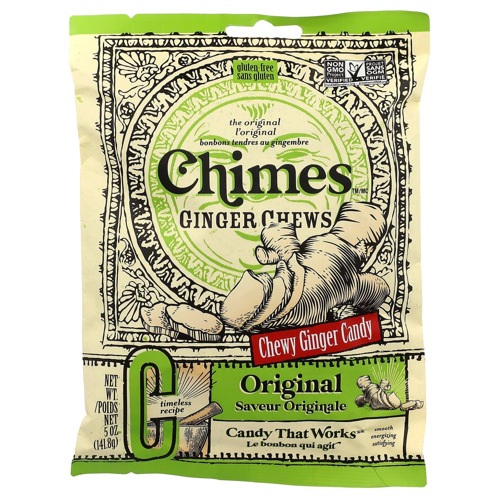 Chimes Original Ginger Chews Chewy Candy, 5 Oz (141.8 g)