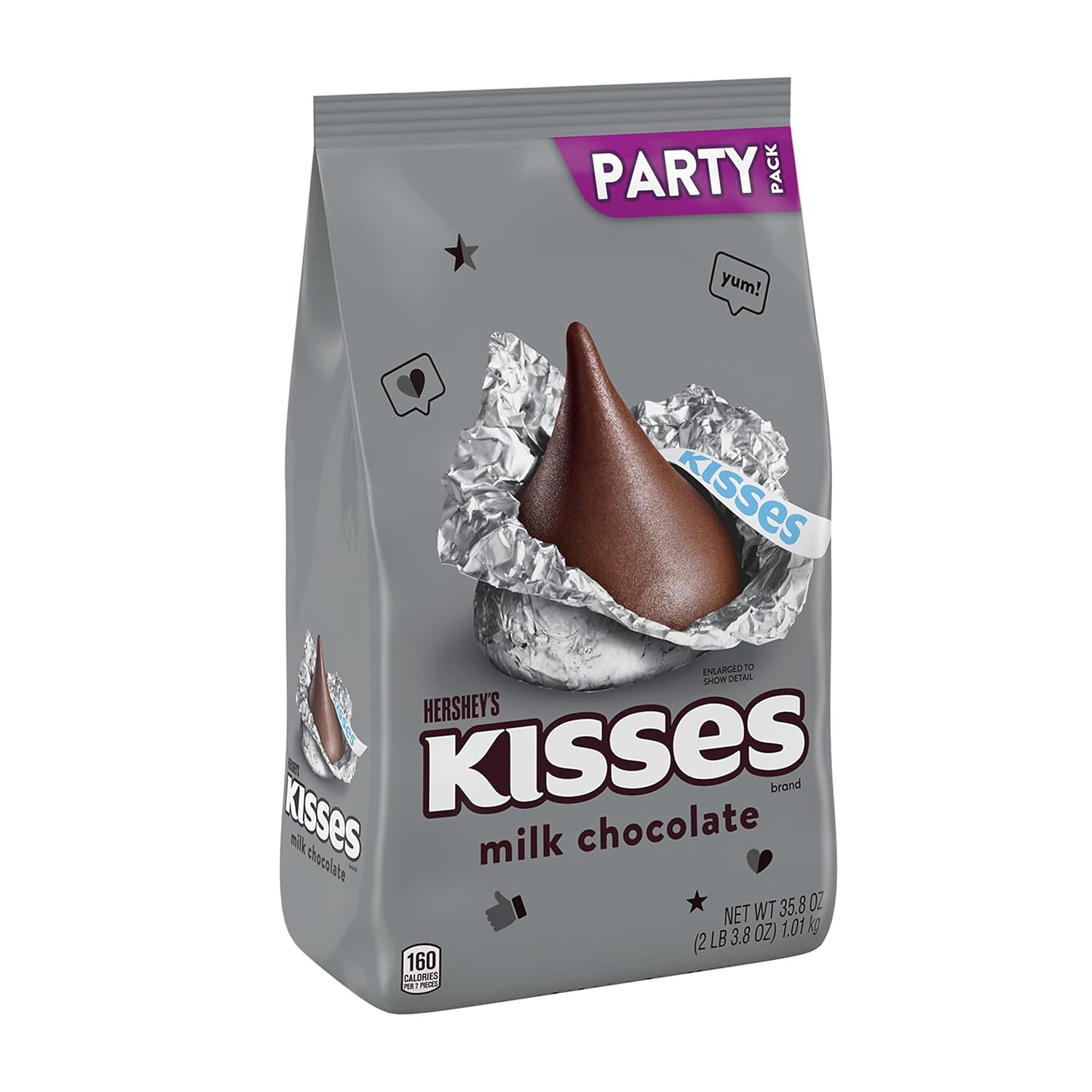 HERSHEY'S KISSES Milk Chocolate Candy Party Pack, 35.8 oz (Pack of 2)