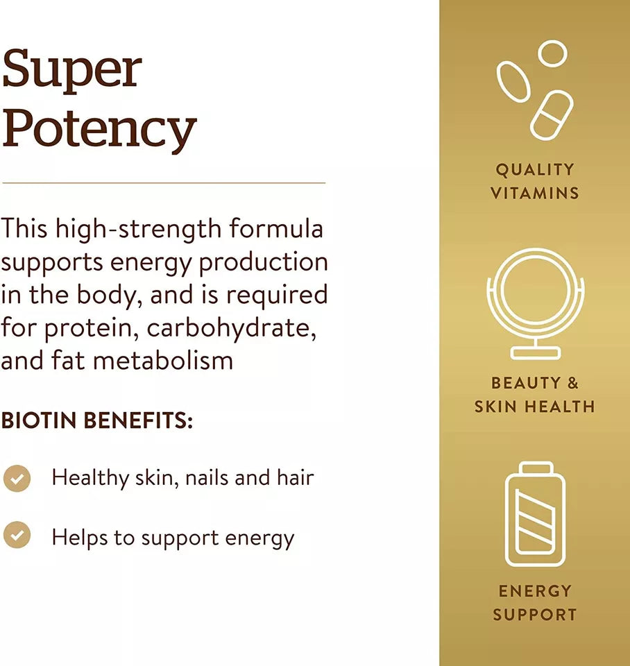 Solgar Biotin 5000 mg, 100 Vegetable Capsules