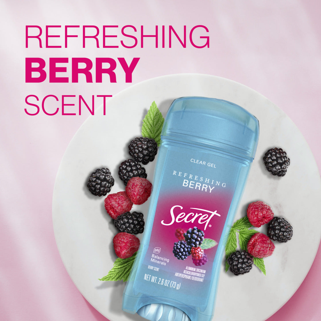 Secret Fresh Antiperspirant Deodorant Clear Gel - Refreshing Berry Scent, 2.6 Oz (Pack of 2)