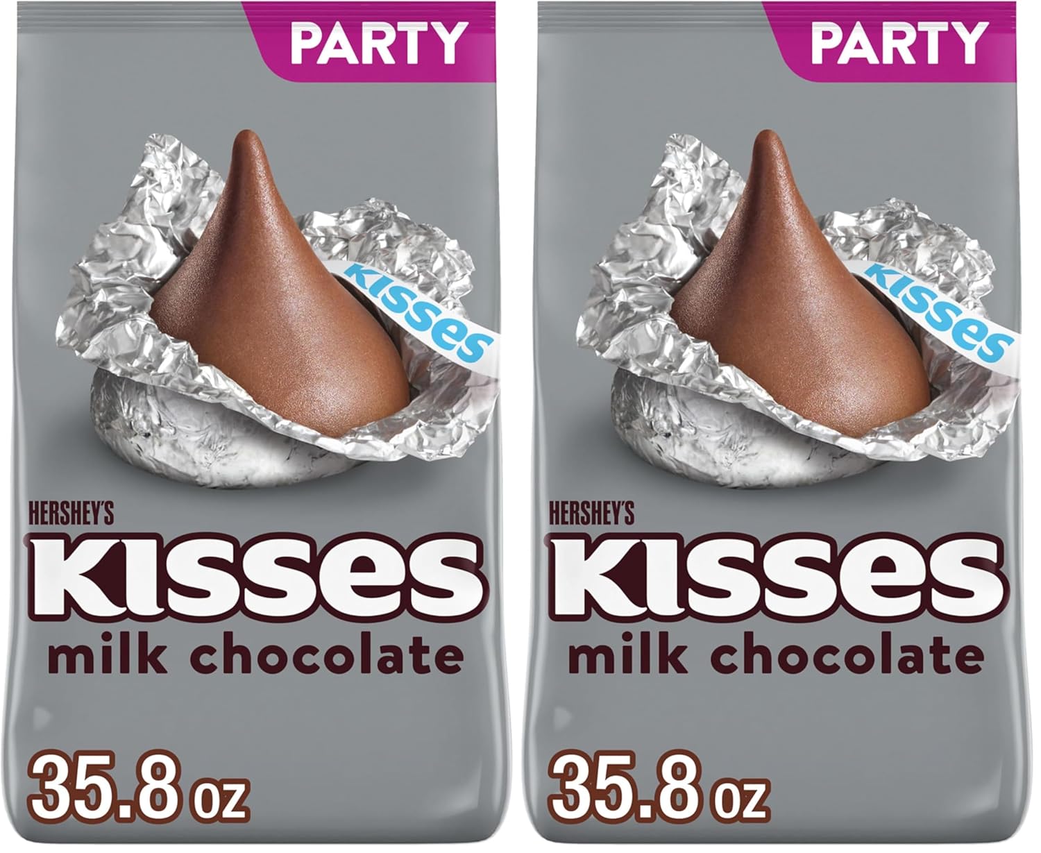 HERSHEY'S KISSES Milk Chocolate Candy Party Pack, 35.8 oz (Pack of 2)