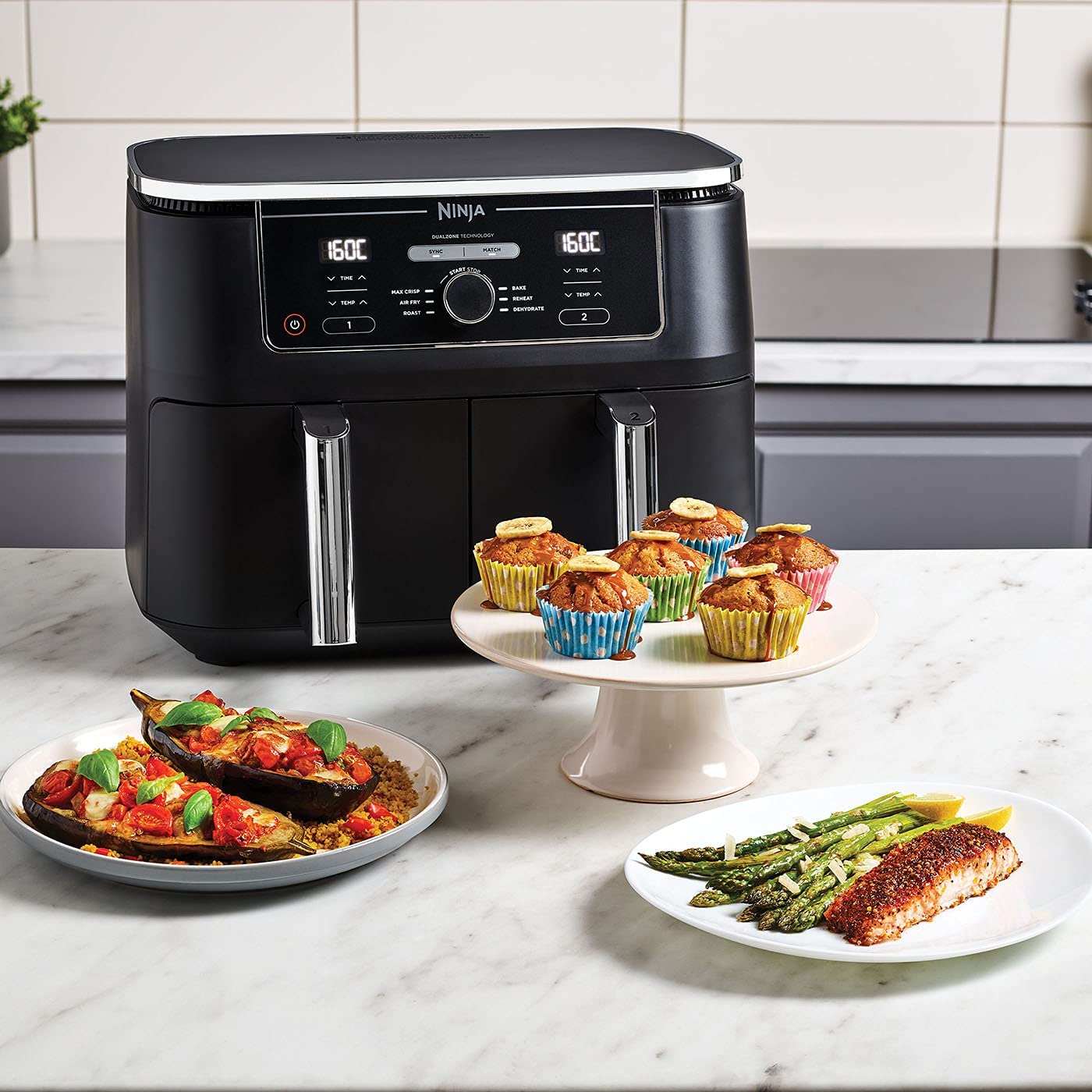 Ninja Foodi Max Dual Zone Air Fryer [AF400UK] 2 Drawers, 6 Cooking Functions, 9.5L, Black