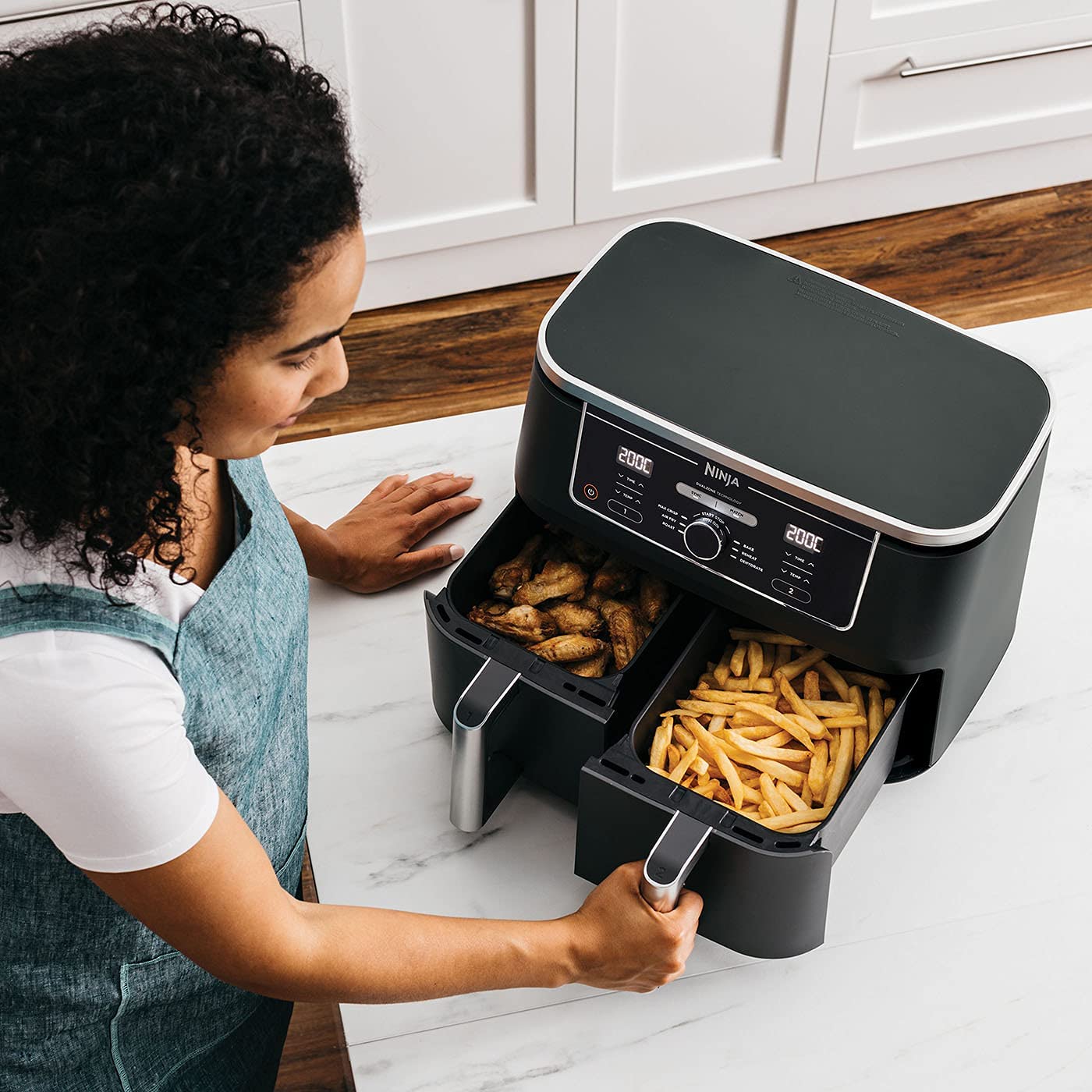 Ninja Foodi Max Dual Zone Air Fryer [AF400UK] 2 Drawers, 6 Cooking Functions, 9.5L, Black