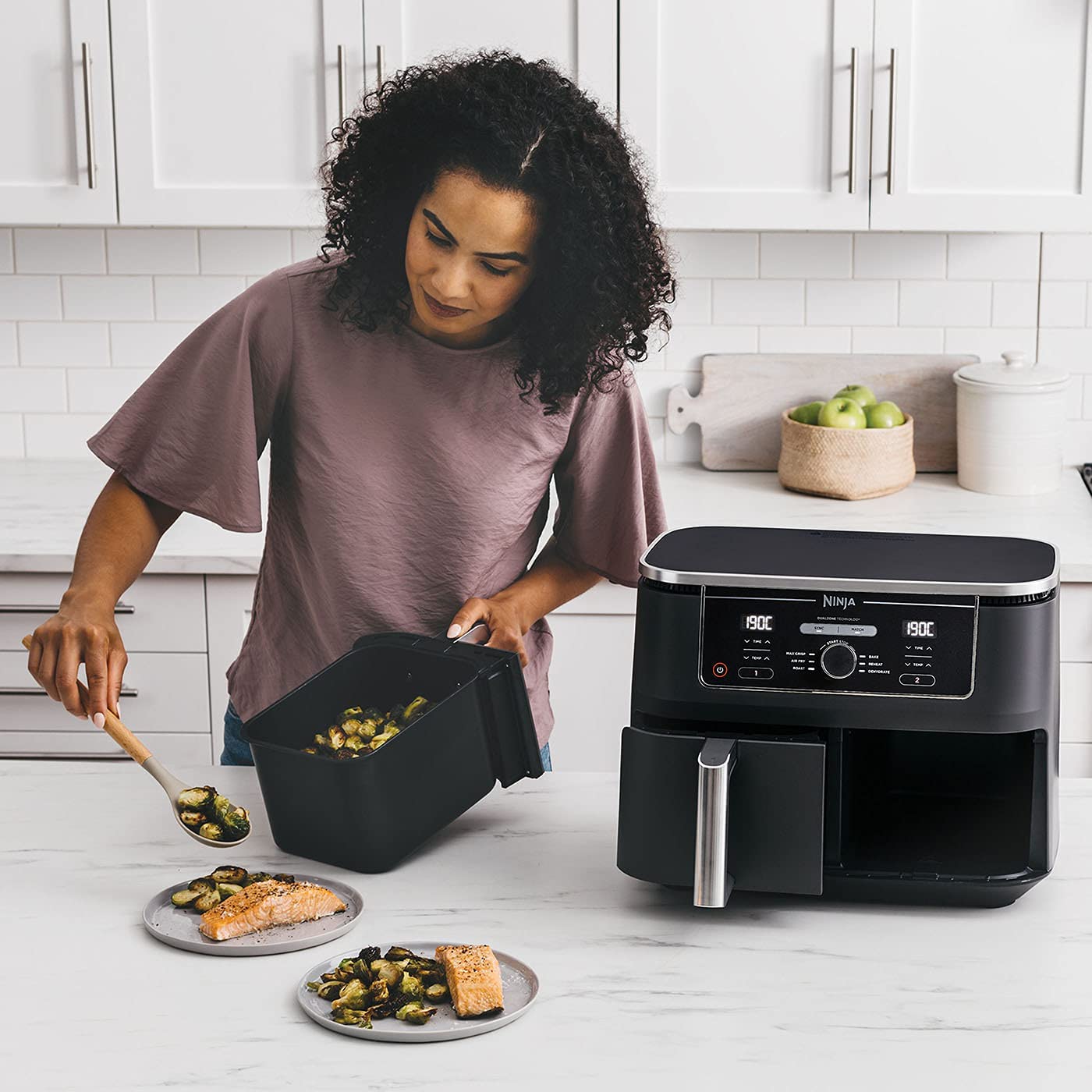 Ninja Foodi Max Dual Zone Air Fryer [AF400UK] 2 Drawers, 6 Cooking Functions, 9.5L, Black