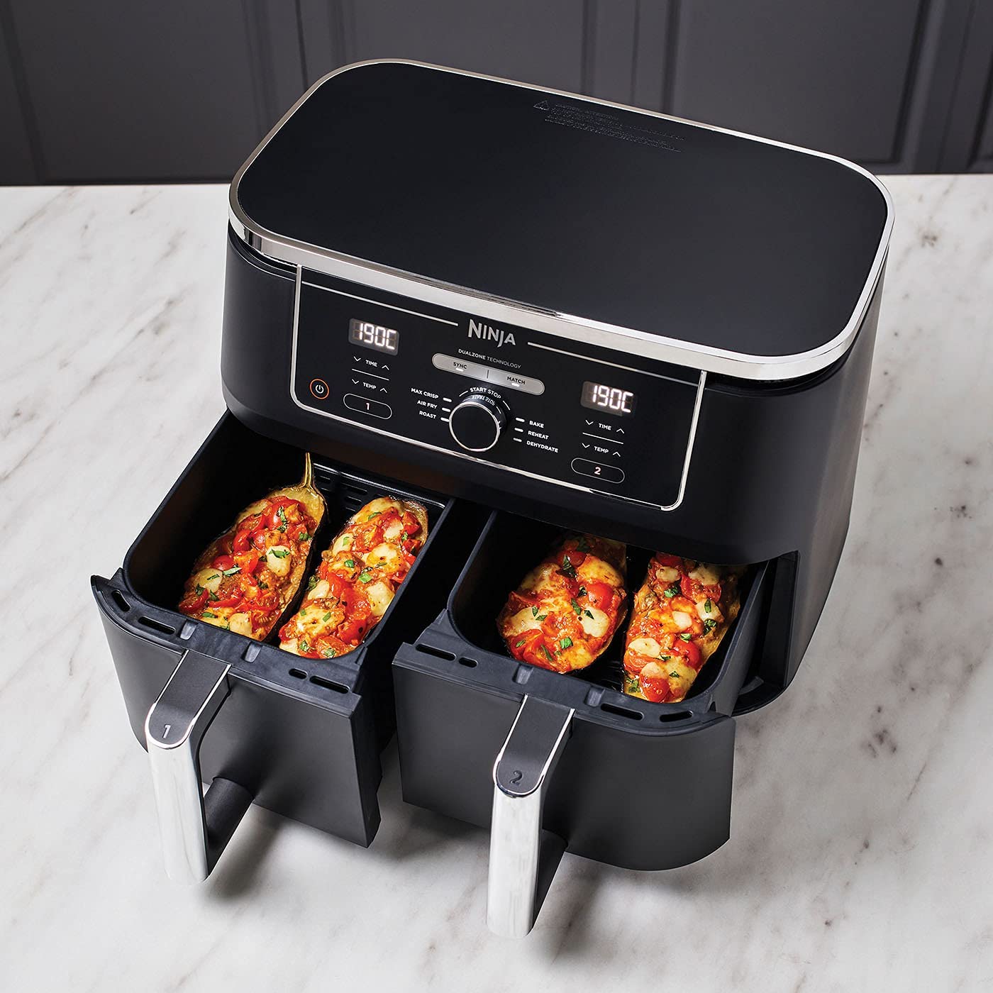 Ninja Foodi Max Dual Zone Air Fryer [AF400UK] 2 Drawers, 6 Cooking Functions, 9.5L, Black
