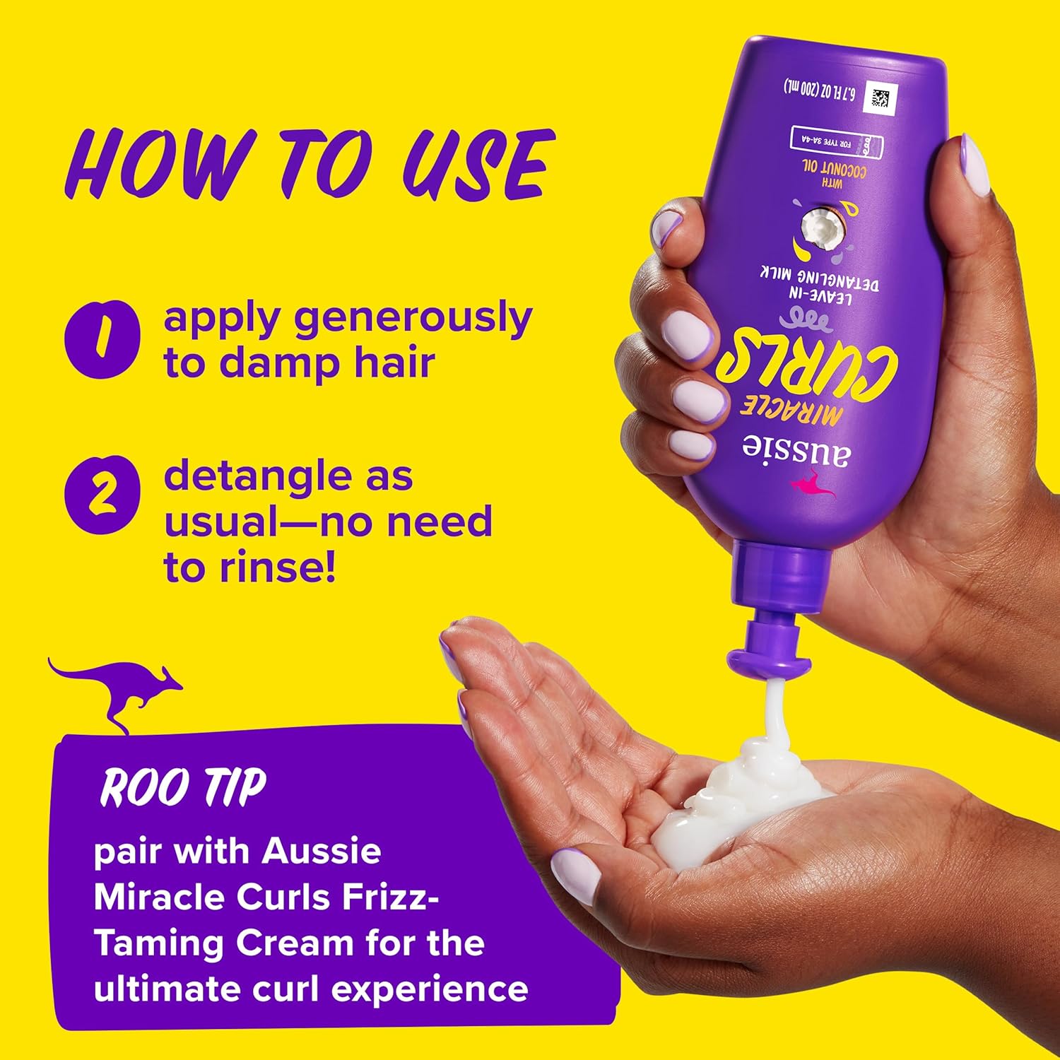 Aussie Leave-In Detangling Milk Miracle Curls | 200 ml (6.7 Oz)
