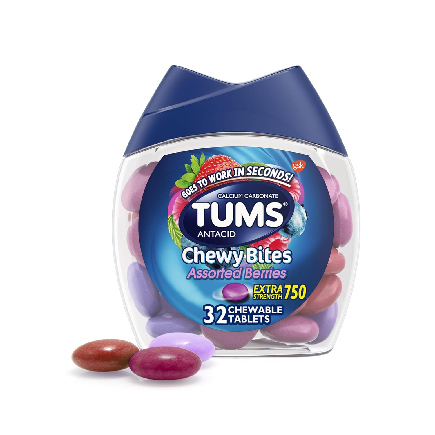 TUMS Chewy Bites, Assorted Berries, 32 Count