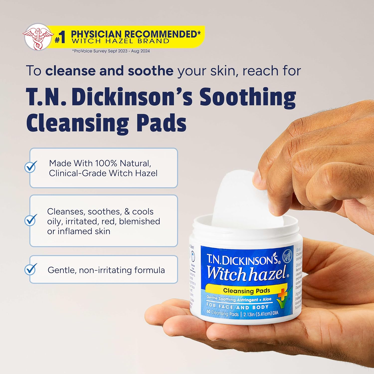 T.N. Dickinson's Witch Hazel Cleansing Pads, 60 count