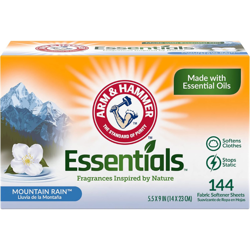 Arm & Hammer Dryer Sheets, Mountain Rain Scent (144 Count)