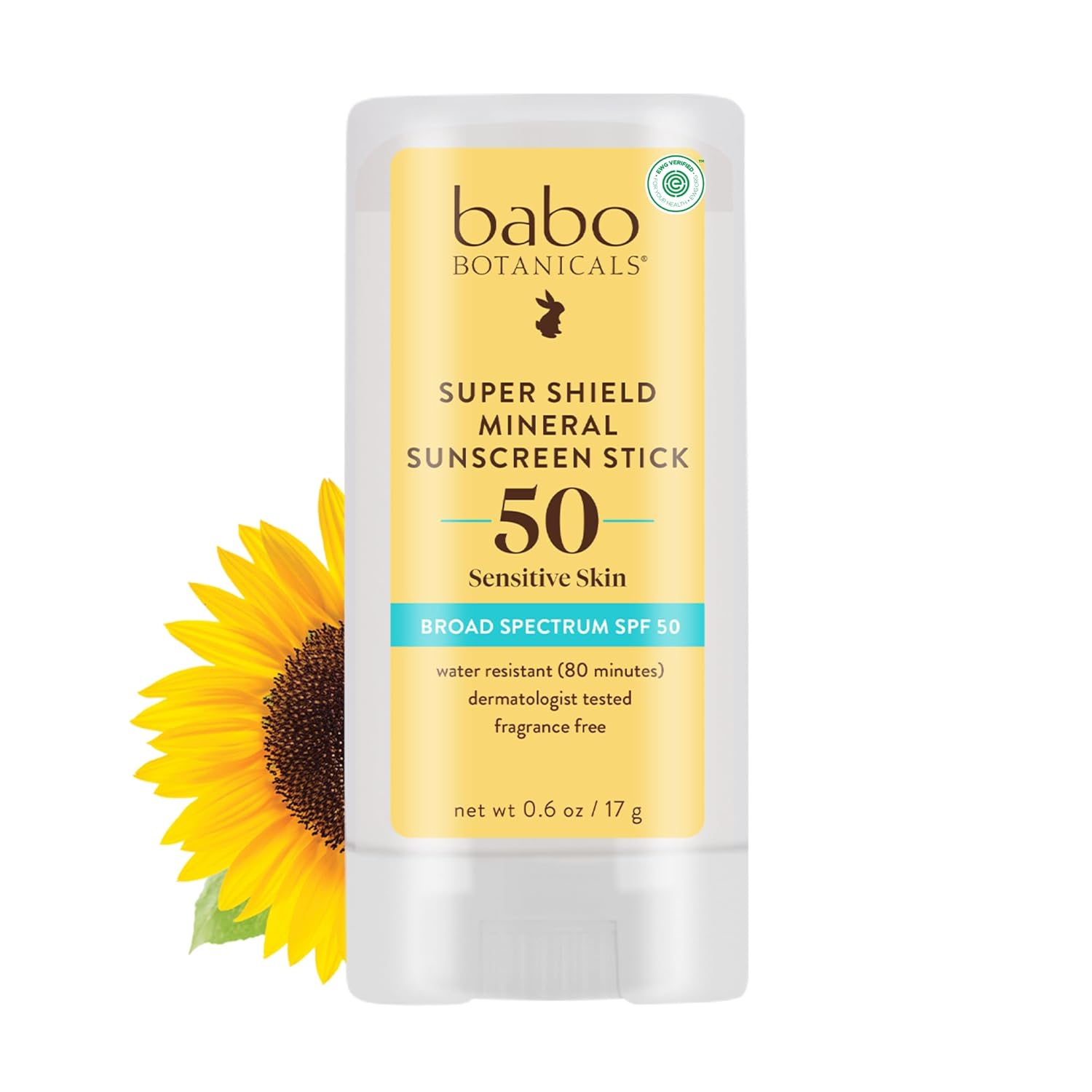 Babo Botanicals Super Shield Mineral Sunscreen Stick, SPF 50 - 0.6 Oz