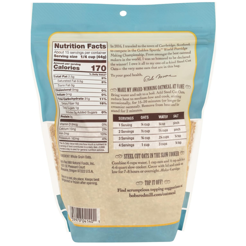 Bobs Red Mill Steel Cut Oats, 680 g