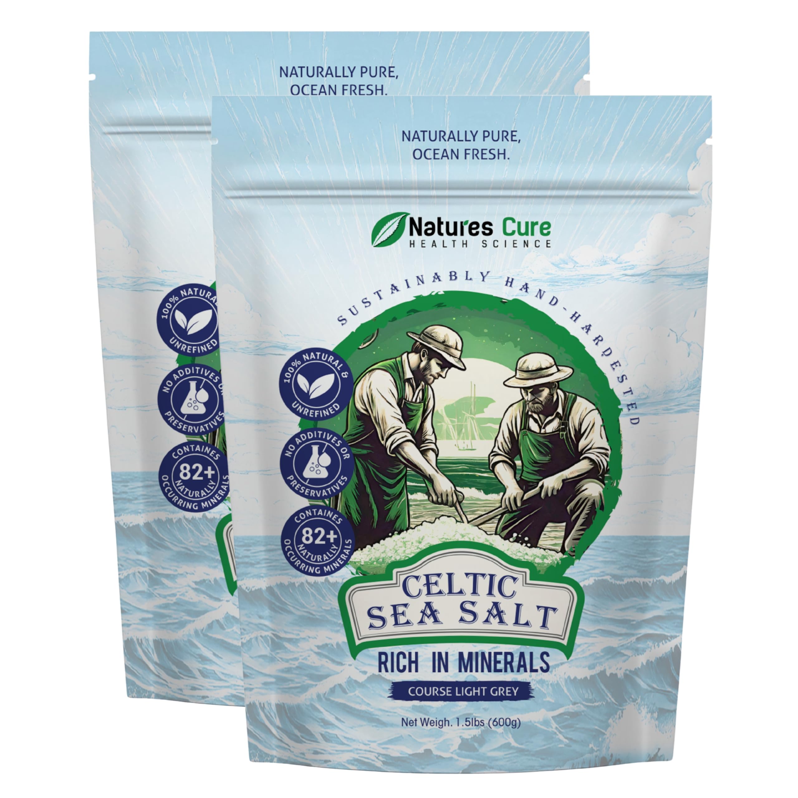 Natures Cure Celtic Sea Salt 100% Natural Unrefined Organic Salt - 600g