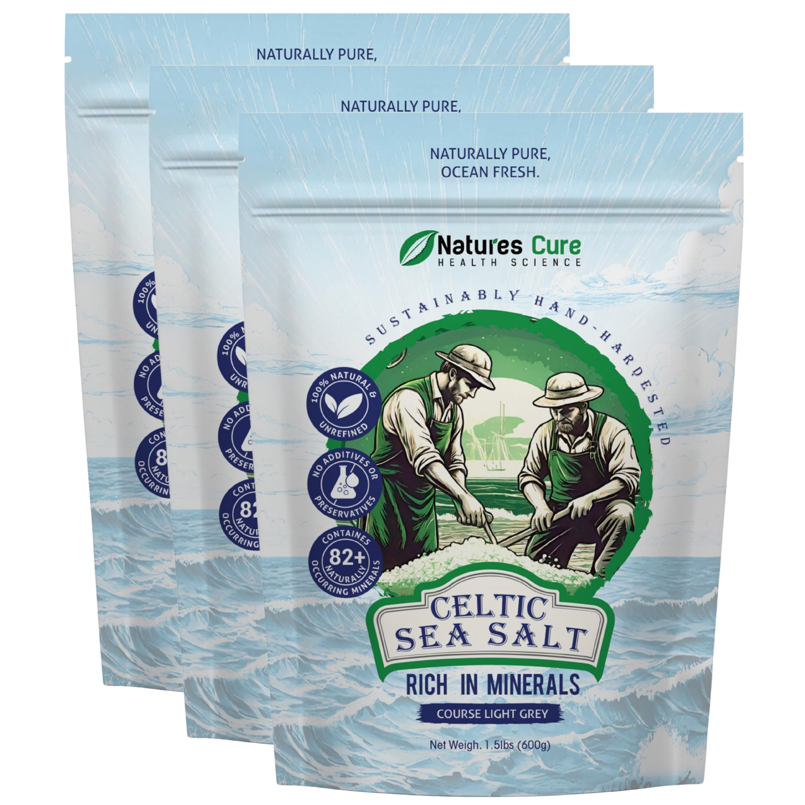 Natures Cure Celtic Sea Salt 100% Natural Unrefined Organic Salt - 600g