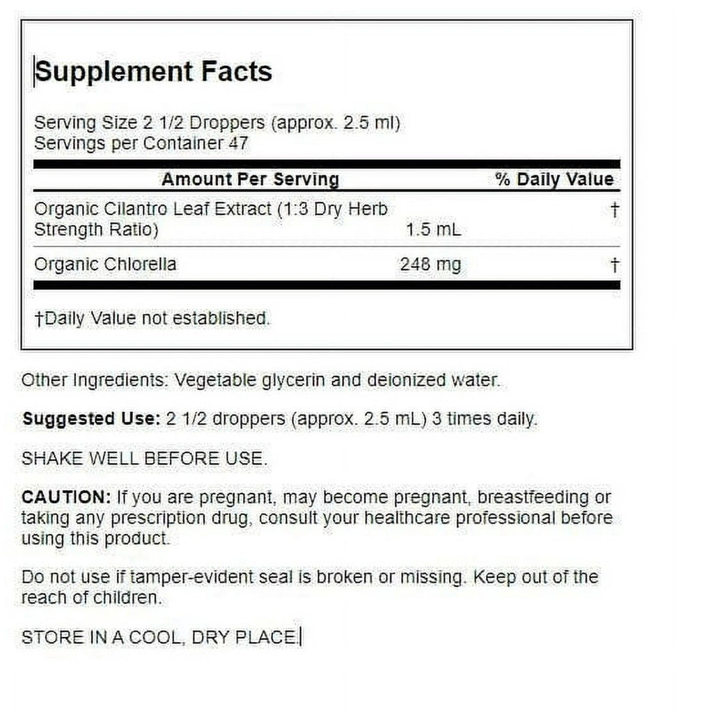 Cilantro Heavy Metal Detox Liquid Herbal Cleanse, 4 Oz (118.28 ml)