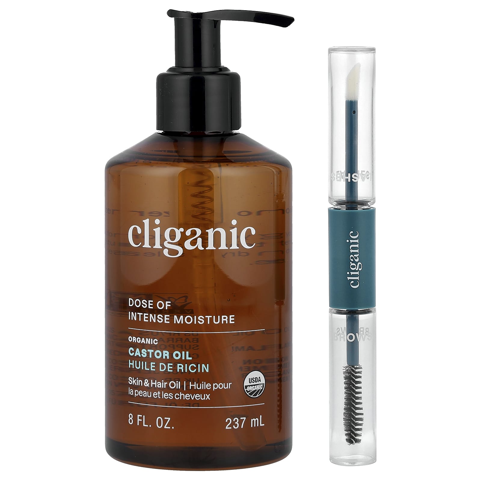 Cliganic Organic Castor Oil with Eyelash Kit, 240ml