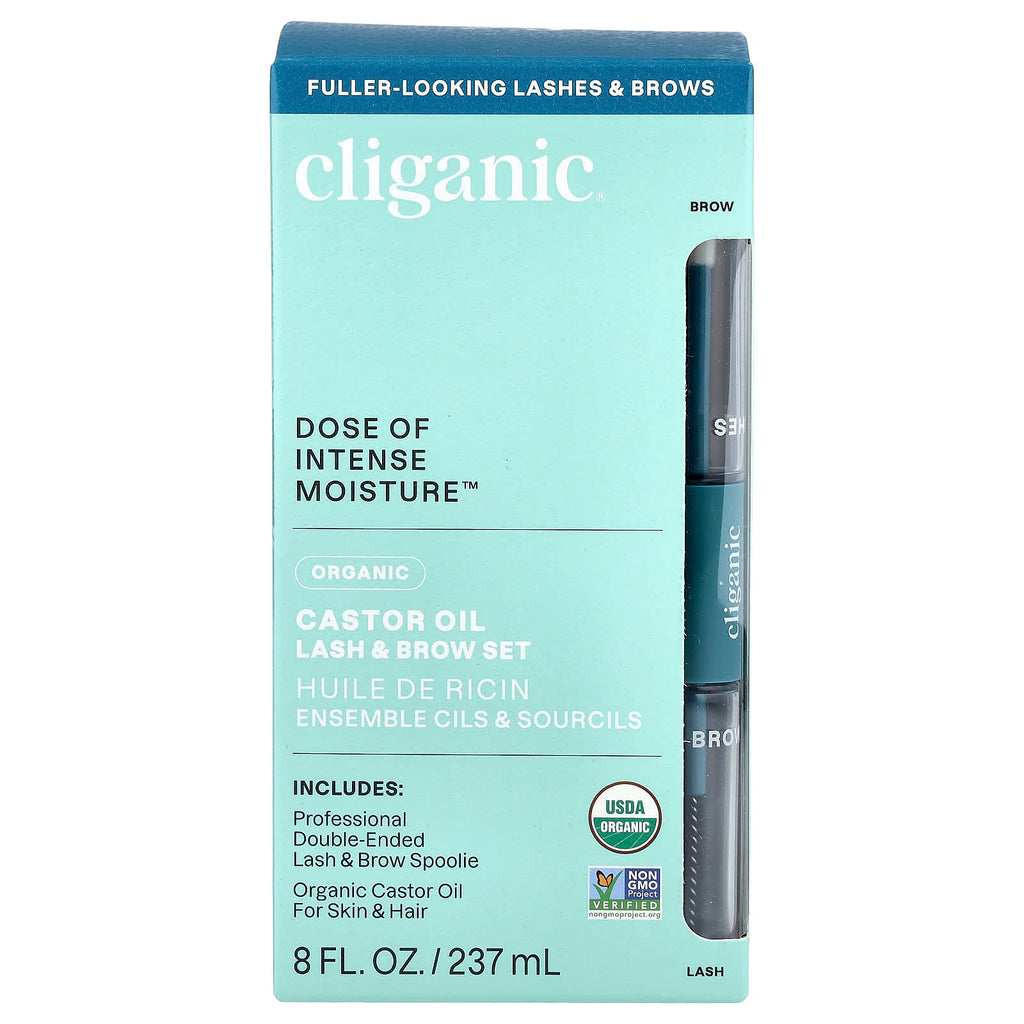 Cliganic Organic Castor Oil with Eyelash Kit, 240ml