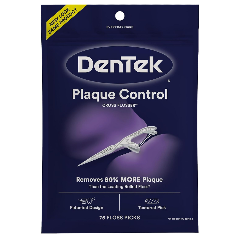 DenTek Plaque Control Cross Flosser Floss Picks, X-Shaped Floss - 75 count
