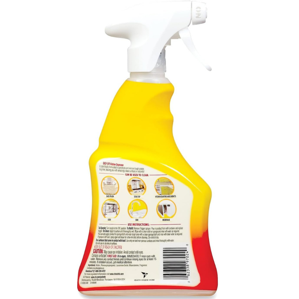 Easy Off Lemon Kitchen Degreaser Cleaner, Non-Abrasive Liquid Cleaner – 16 Oz