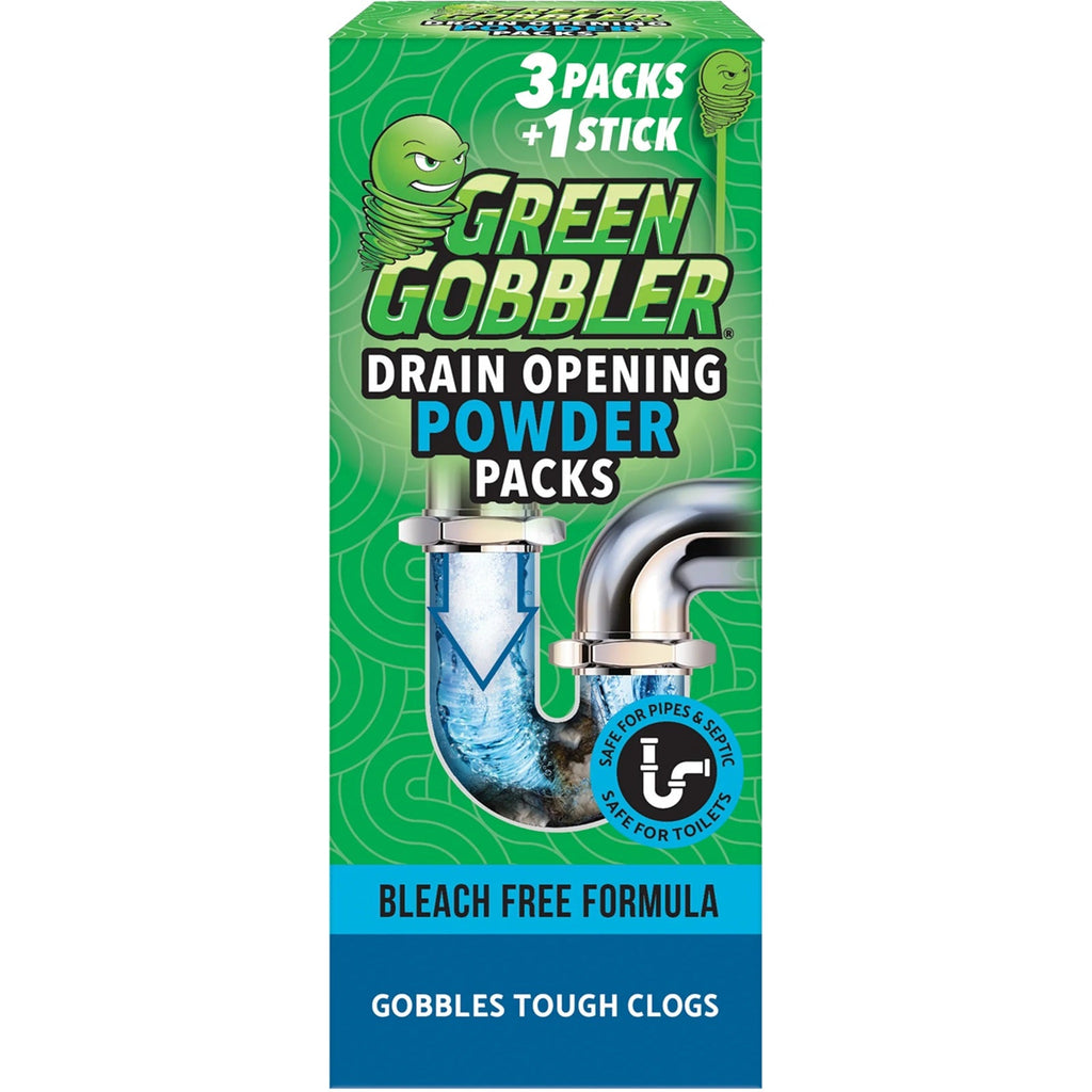 Green Gobbler Drain Opening Powder Packs, (3 Packs)
