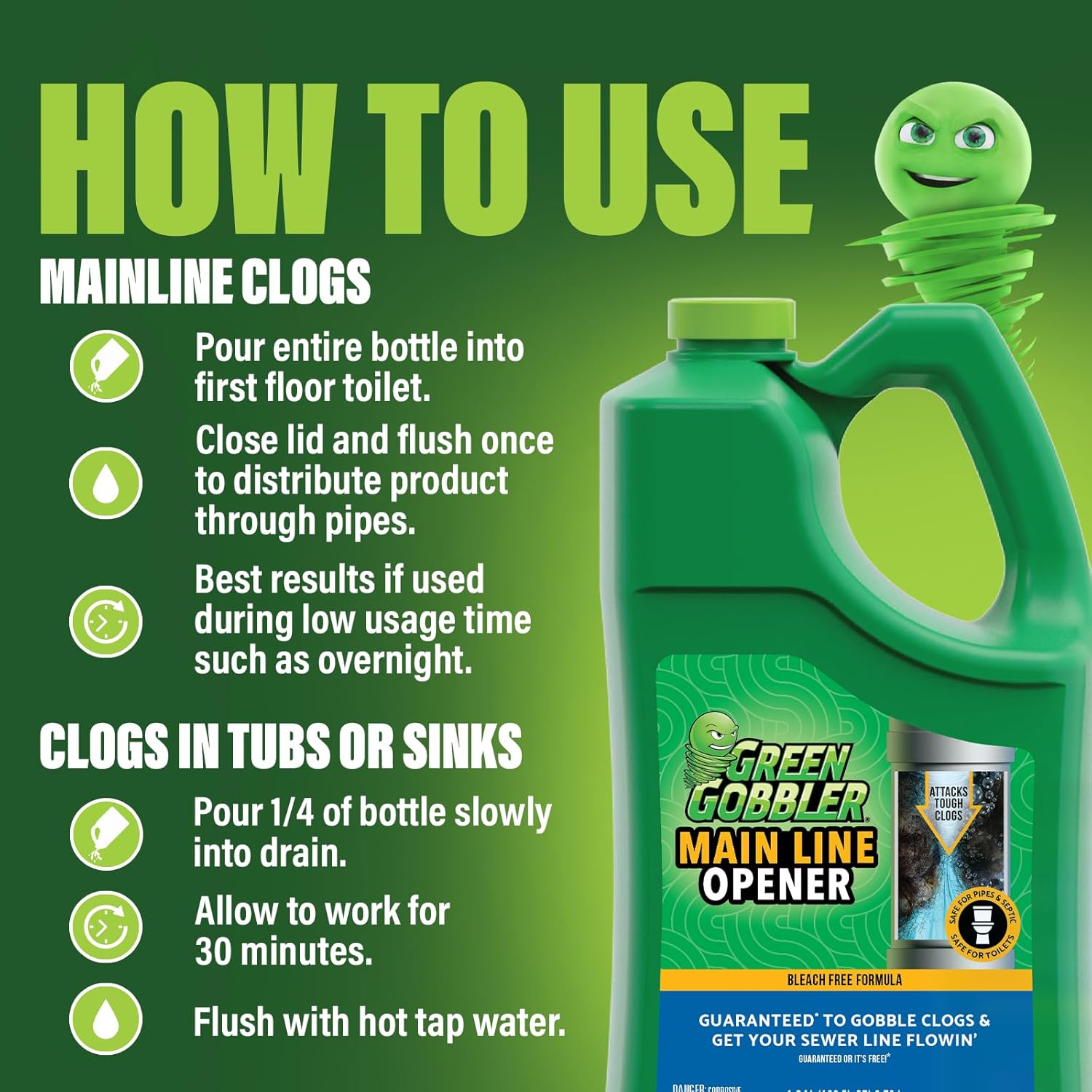 Green Gobbler Main Drain Opener – 1.9L