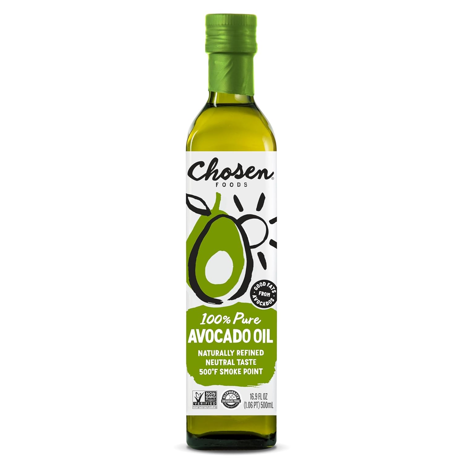 Chosen Foods 100% Pure Avocado Oil, 16.9 Oz (500 ml)