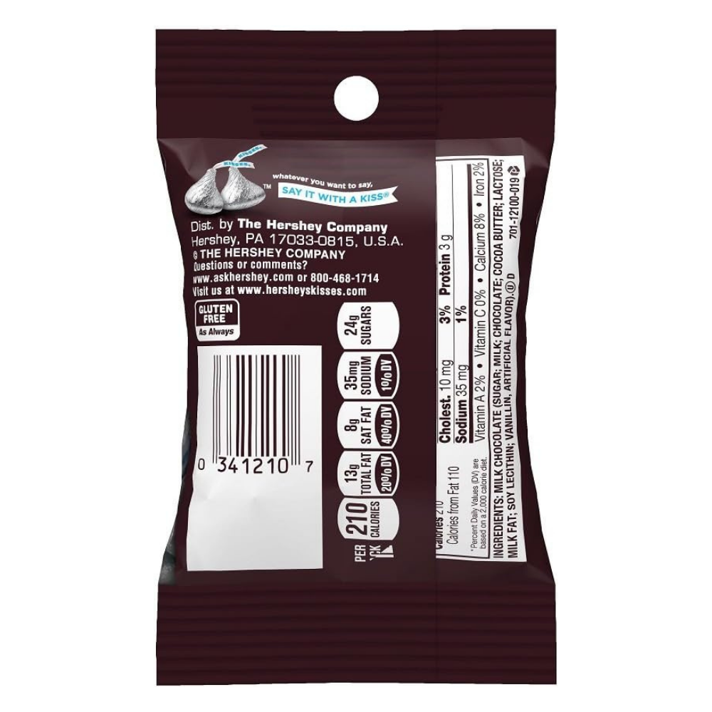 Hershey's Kisses Milk Chocolate Miniature Bag, 43g