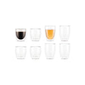 Bodum Pavina Double Wall Thermo Glass Set – 8 Pieces (4 x 350ml & 4 x 250ml) – Insulated Borosilicate Coffee & Tea Cups
