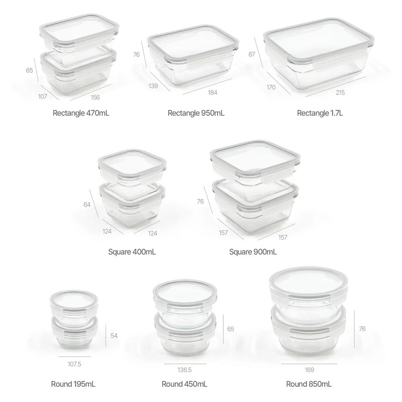 Glasslock 28 Piece Tempered Glass Food Storage Container Set – BPA-Free, Airtight & Leak-Proof Lids, Oven, Microwave, Freezer & Dishwasher Safe Meal Prep Containers