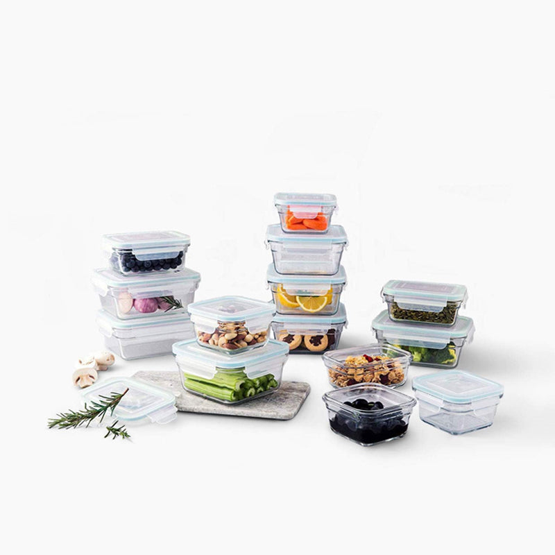Glasslock 28 Piece Tempered Glass Food Storage Container Set – BPA-Free, Airtight & Leak-Proof Lids, Oven, Microwave, Freezer & Dishwasher Safe Meal Prep Containers