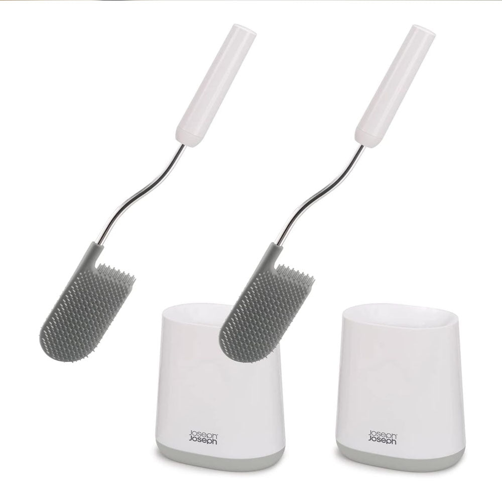 Joseph Joseph Flex Lite - 2-Pack Silicone Toilet Brush - White/Grey, Small