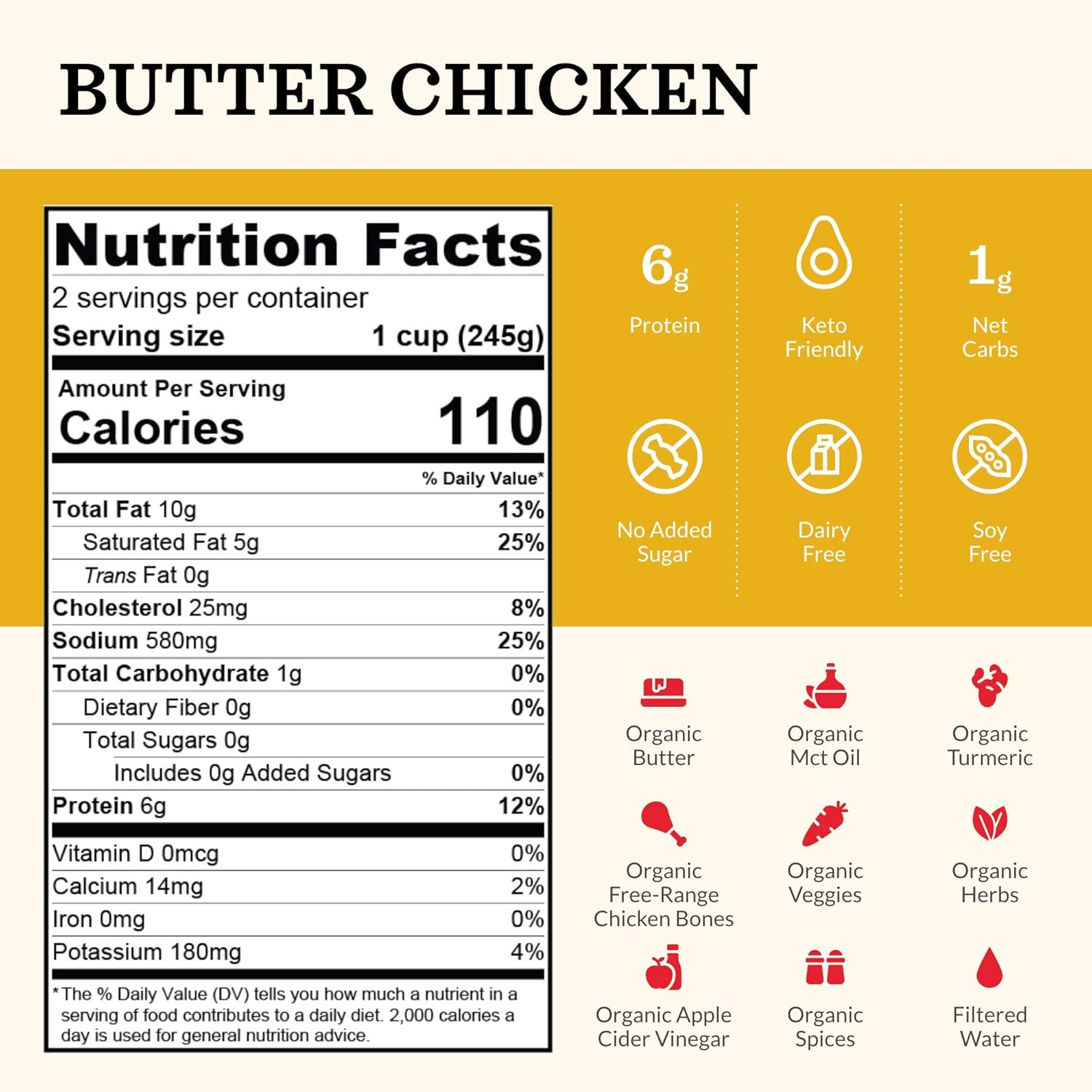 Kettle & Fire Broth Bone Butter Chicken Keto, 16.9 Oz