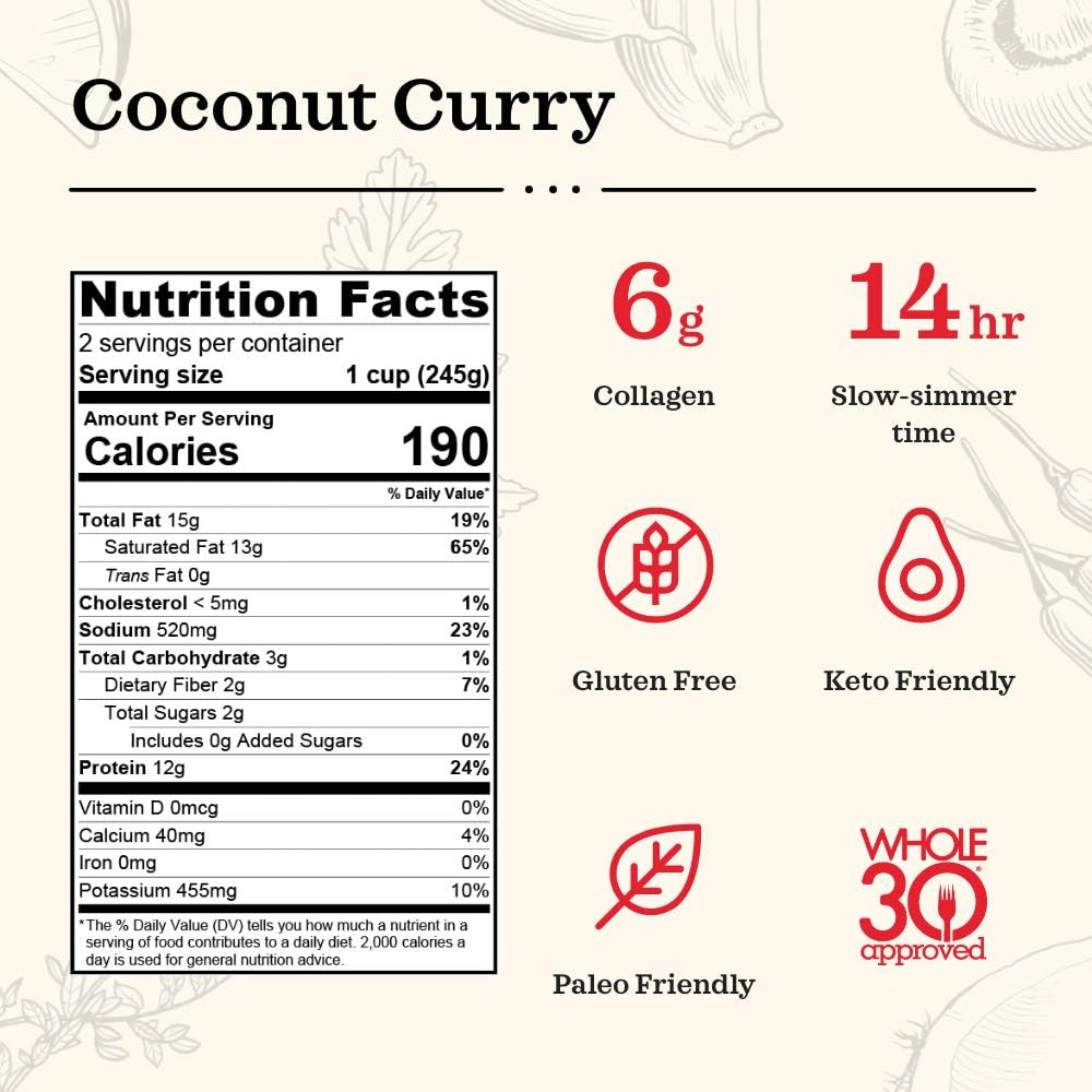 Kettle & Fire Coconut Curry Chicken Bone Broth Keto, 16.9 Oz
