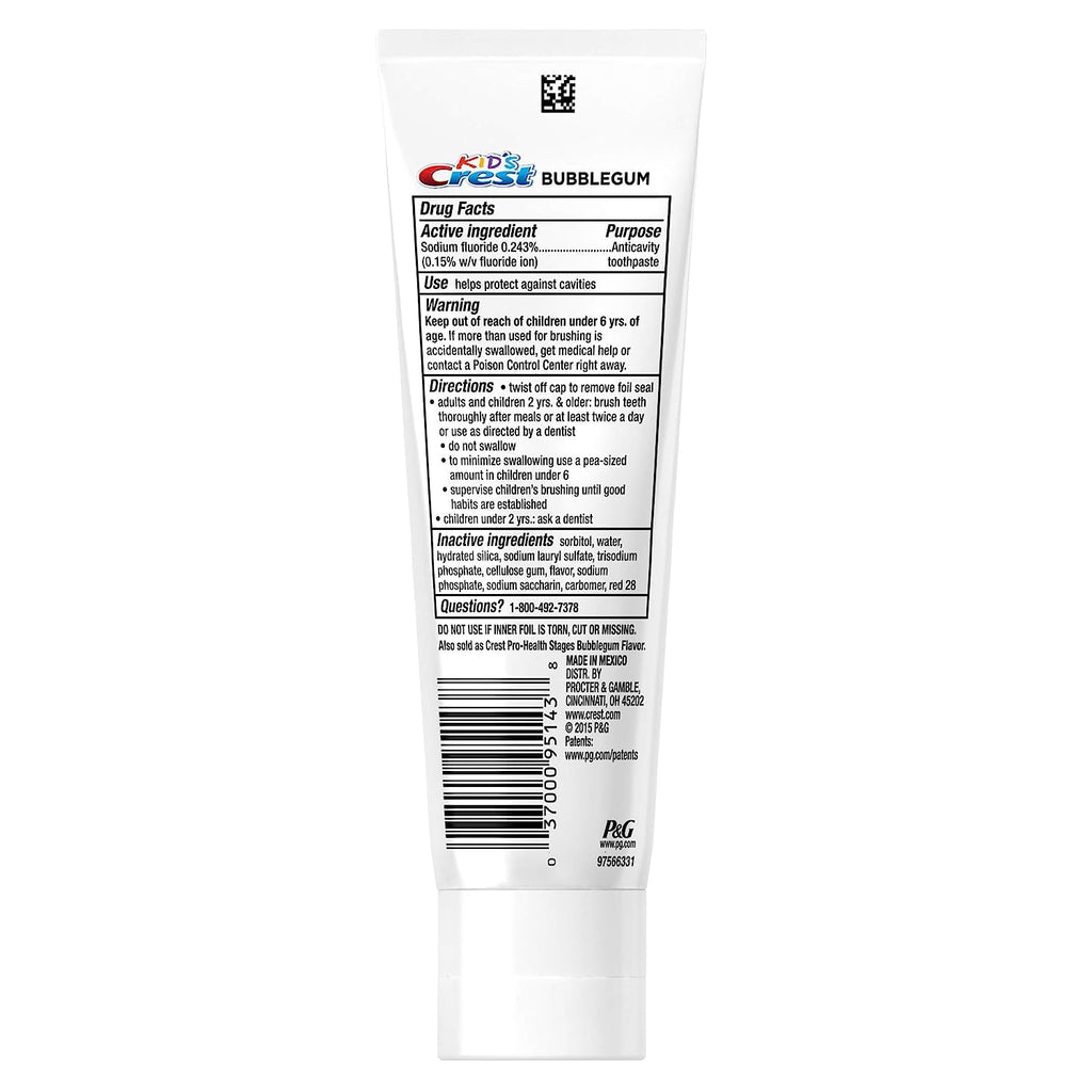 Crest Kids Cavity Protection Bubblegum Toothpaste – 4.2oz (3-Pack)