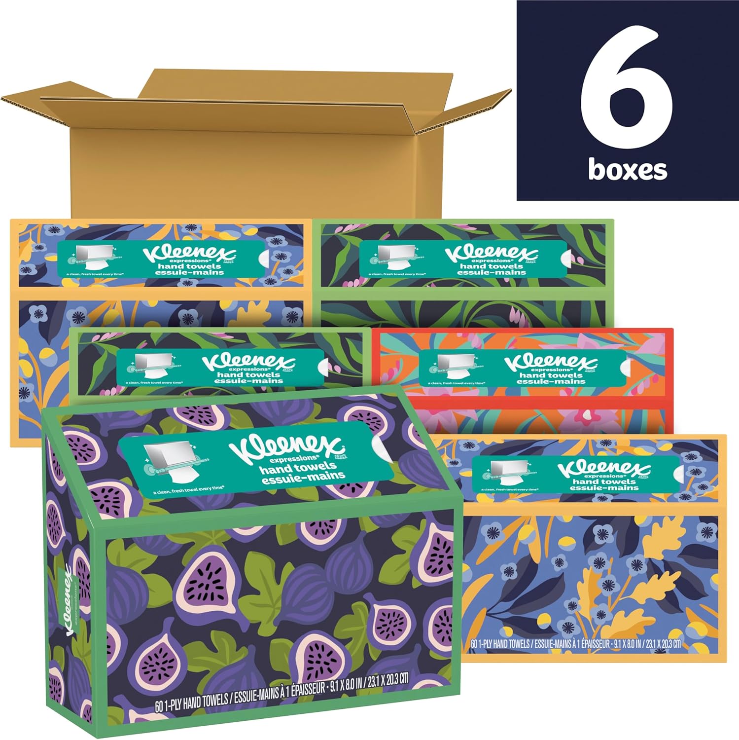 Kleenex Expressions Disposable Paper Hand Towels - 6 Boxes (360 Towels)