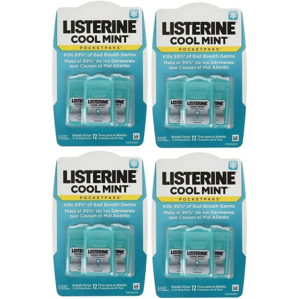 Listerine Pocketpaks Breath Strips, Cool Mint, Pack of 3