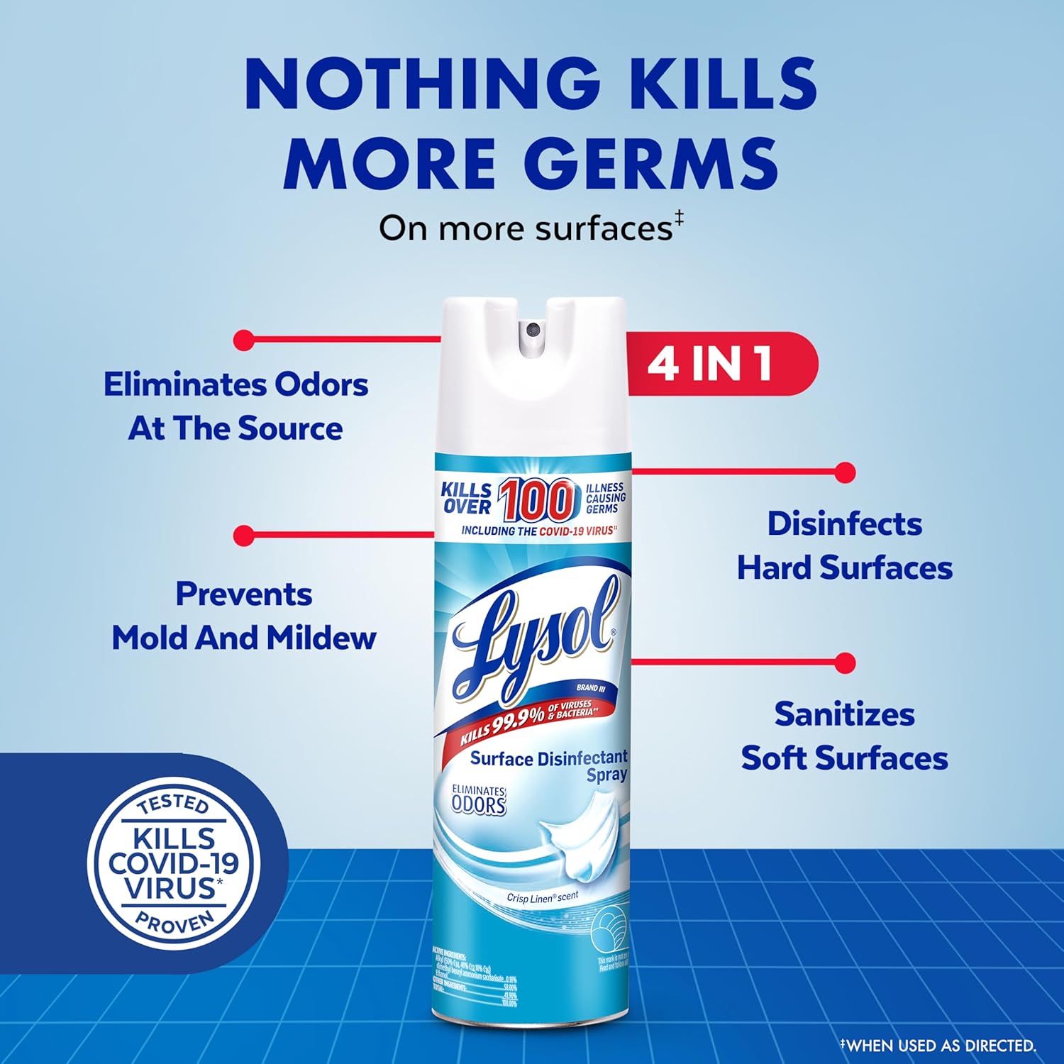 Lysol Disinfectant Spray, Crisp Linen Scent - 12.5 Oz