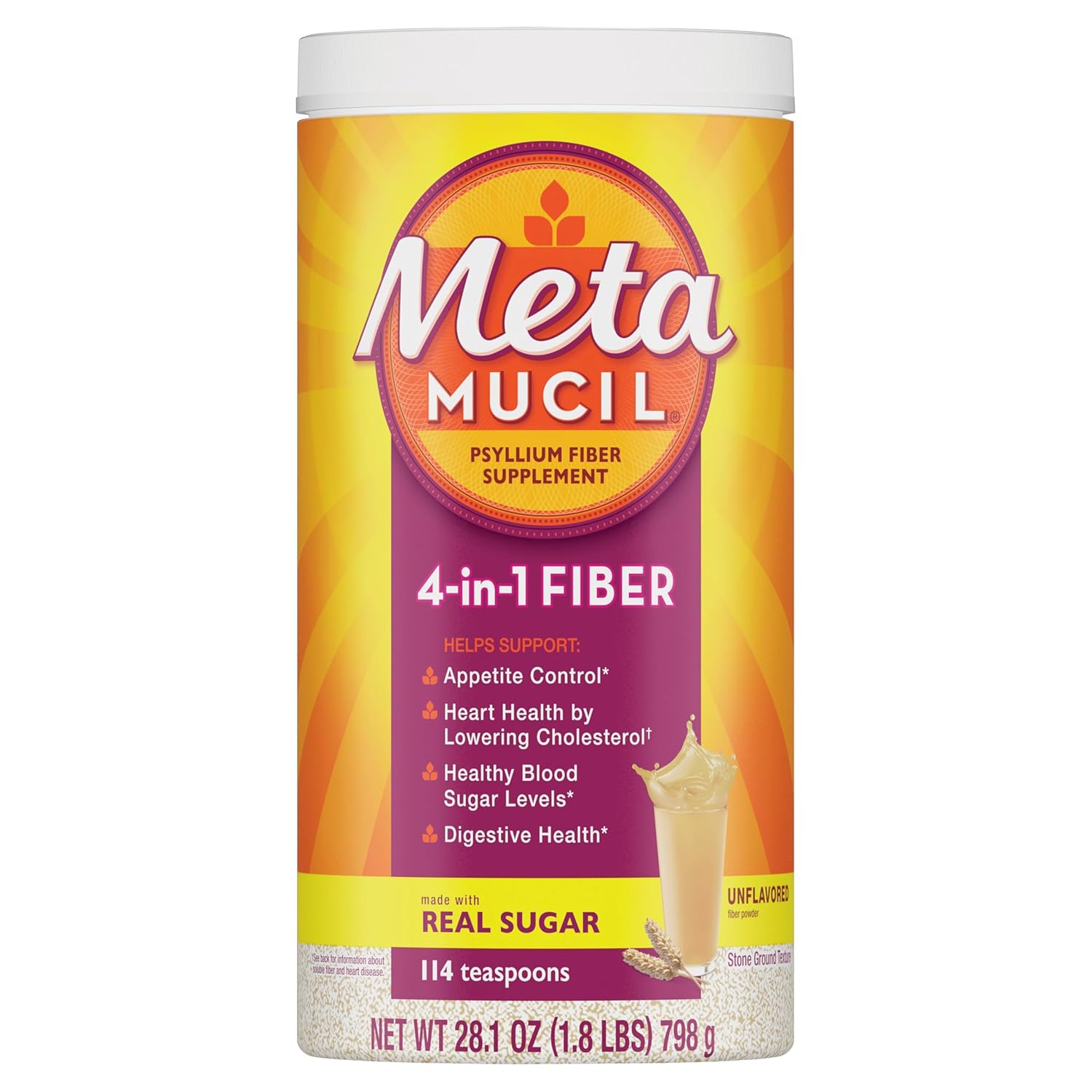 Metamucil Daily 4-in-1 Fiber Supplement – 114 Doses