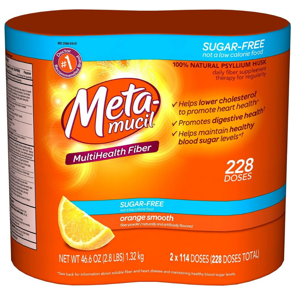 Metamucil 4-in-1 Fiber, Smooth Texture, Sugar-Free Powder, 114 Doses