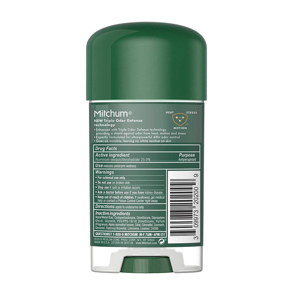 Mitchum Mens Anti-Perspirant & Deodorant | Power Gel | Unscented | 2.25 Oz
