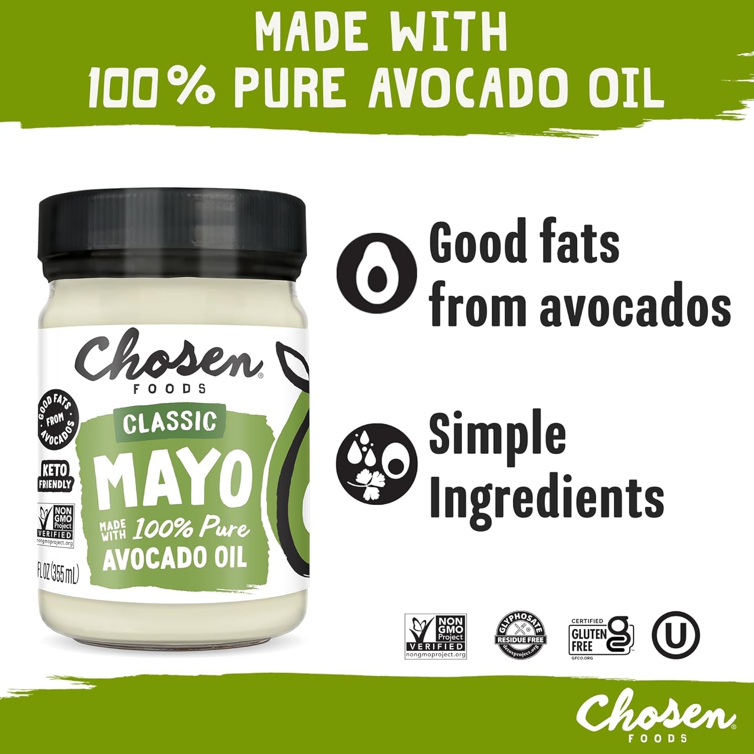 Chosen Foods Avocado Oil Mayo, 12 Oz (355 ml)