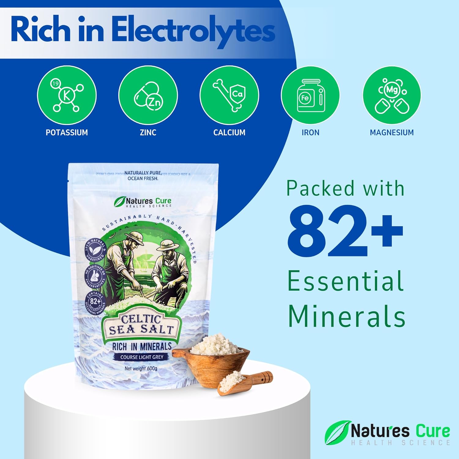 Natures Cure Celtic Sea Salt 100% Natural Unrefined Organic Salt - 600g