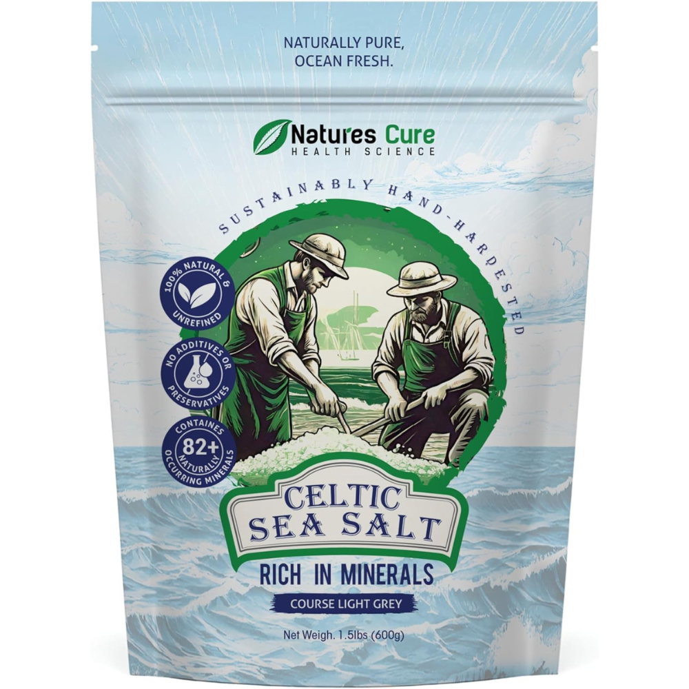 Natures Cure Celtic Sea Salt 100% Natural Unrefined Organic Salt - 600g