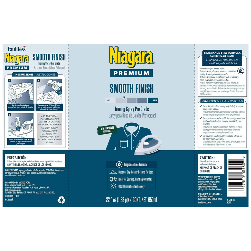 Niagara Premium Smooth Finish Spray Starch | 22 Oz
