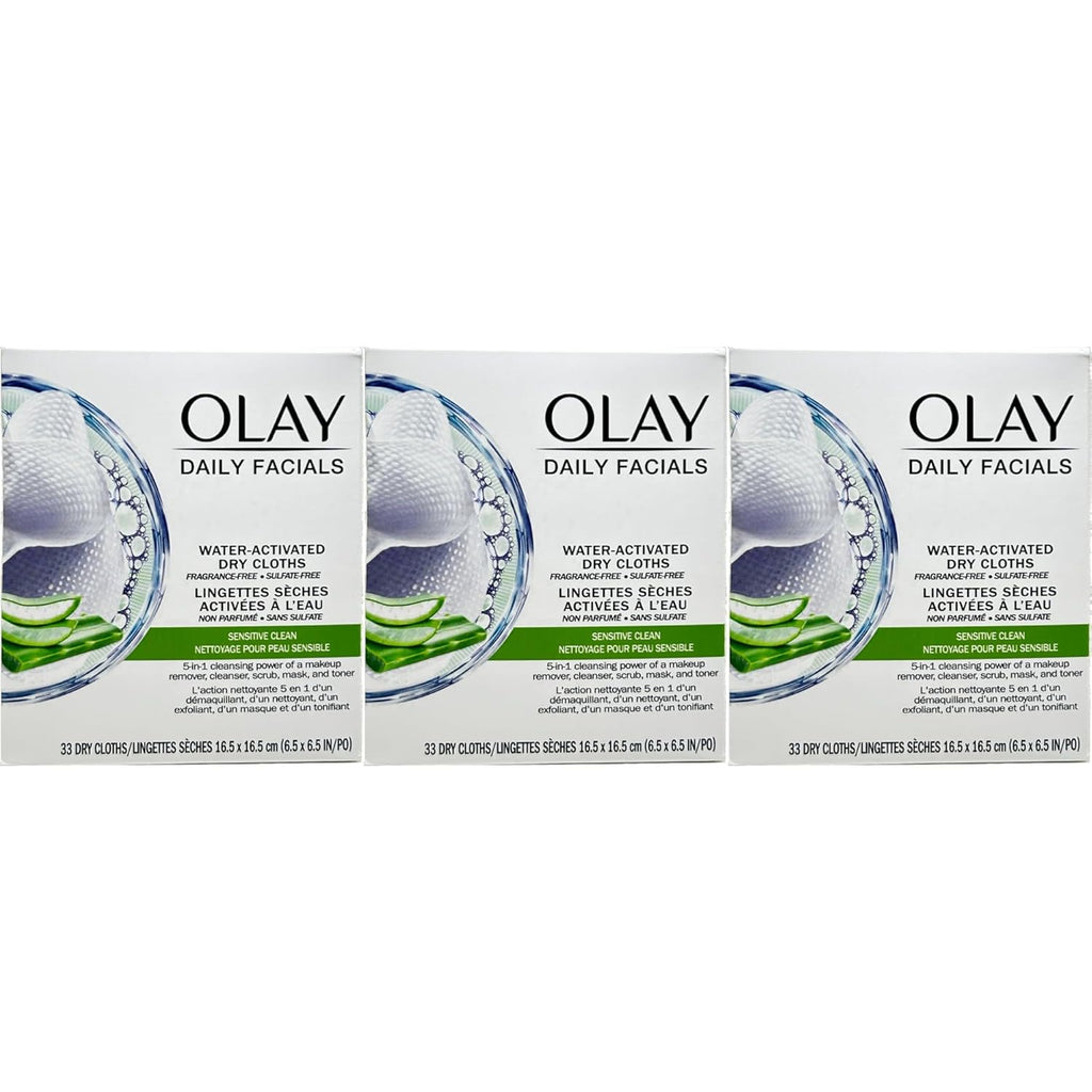Olay Daily Gentle Clean 4-in-1 Water Activated Cloths, Pack of 3 (33x3, 99 Count)