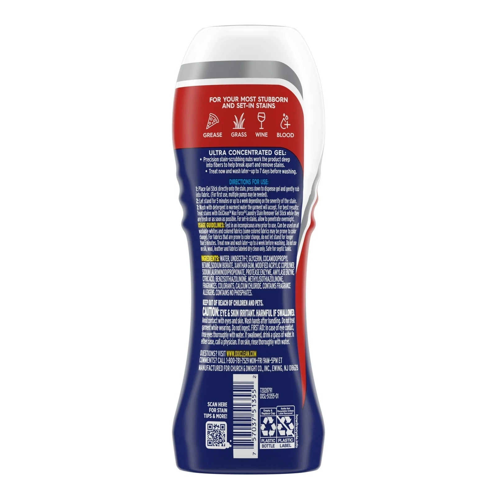 Oxiclean Max Force Laundry Stain Remover Gel Stick, 6.2 Oz