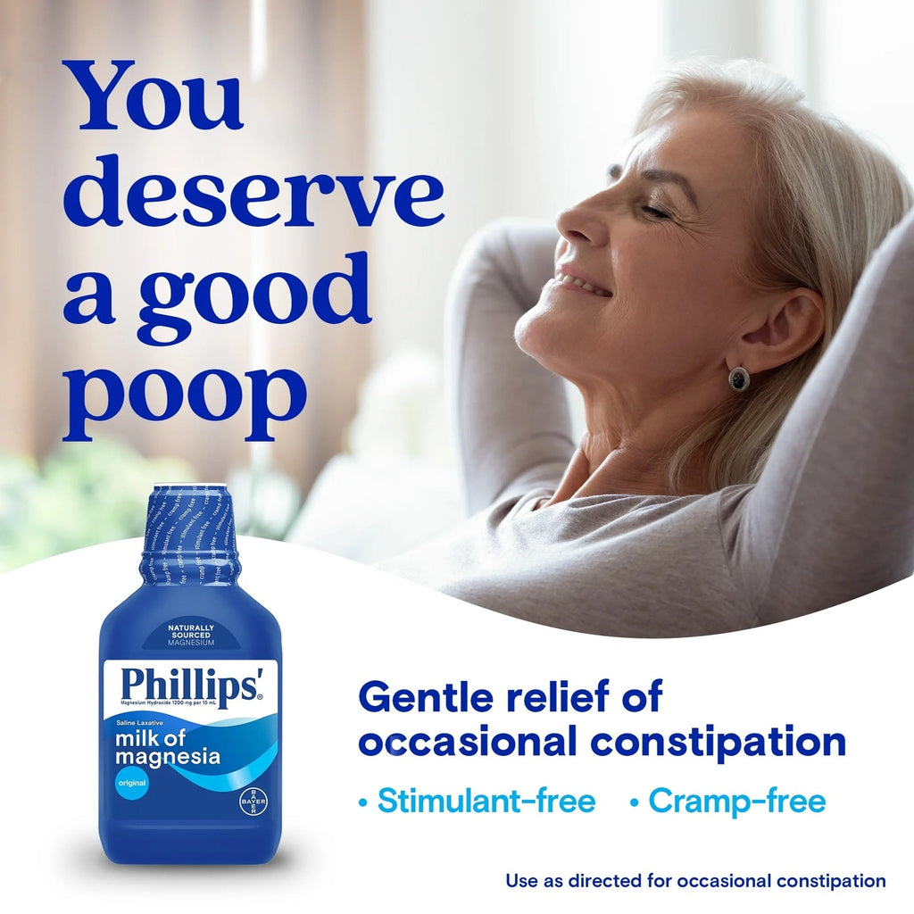 Phillips' Milk of Magnesia Liquid Magnesium Saline Laxative Original, 12 Oz